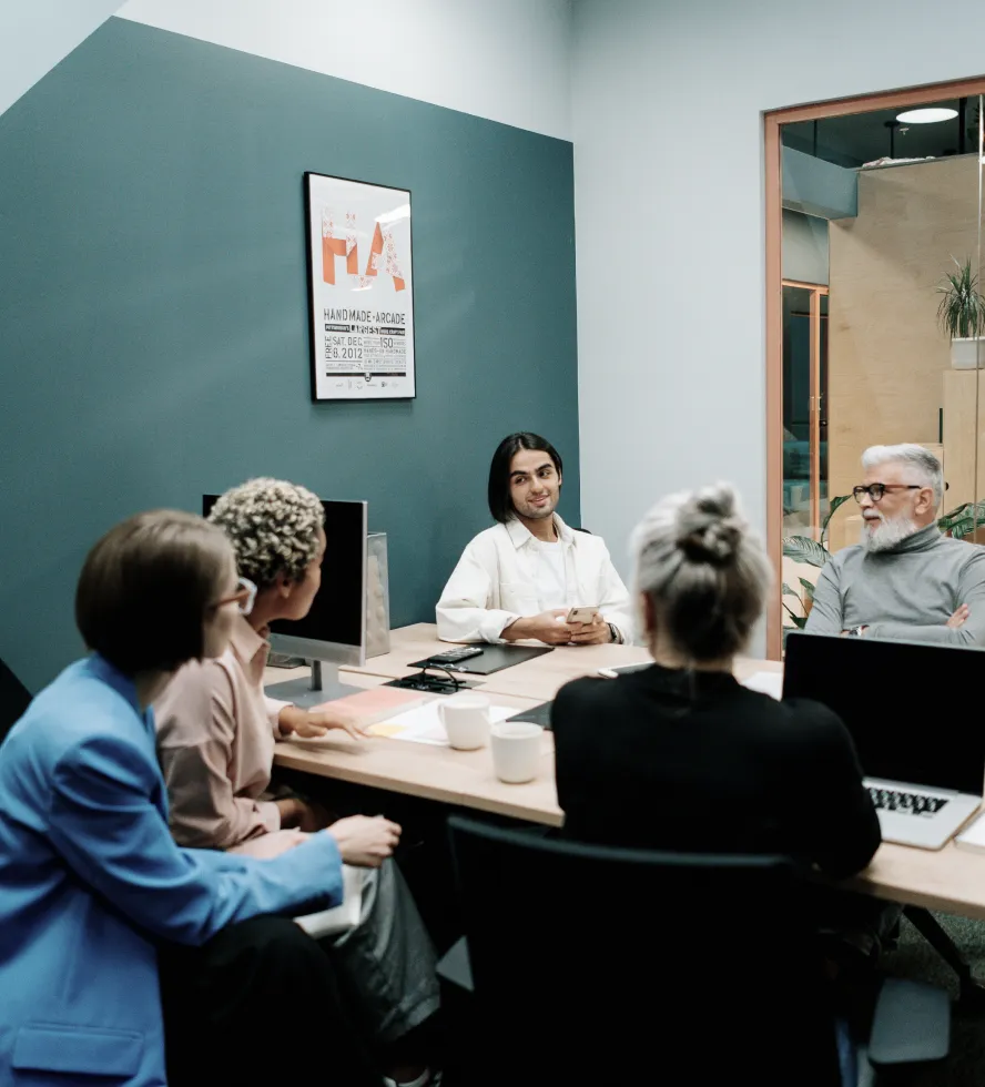 Team meeting around a table